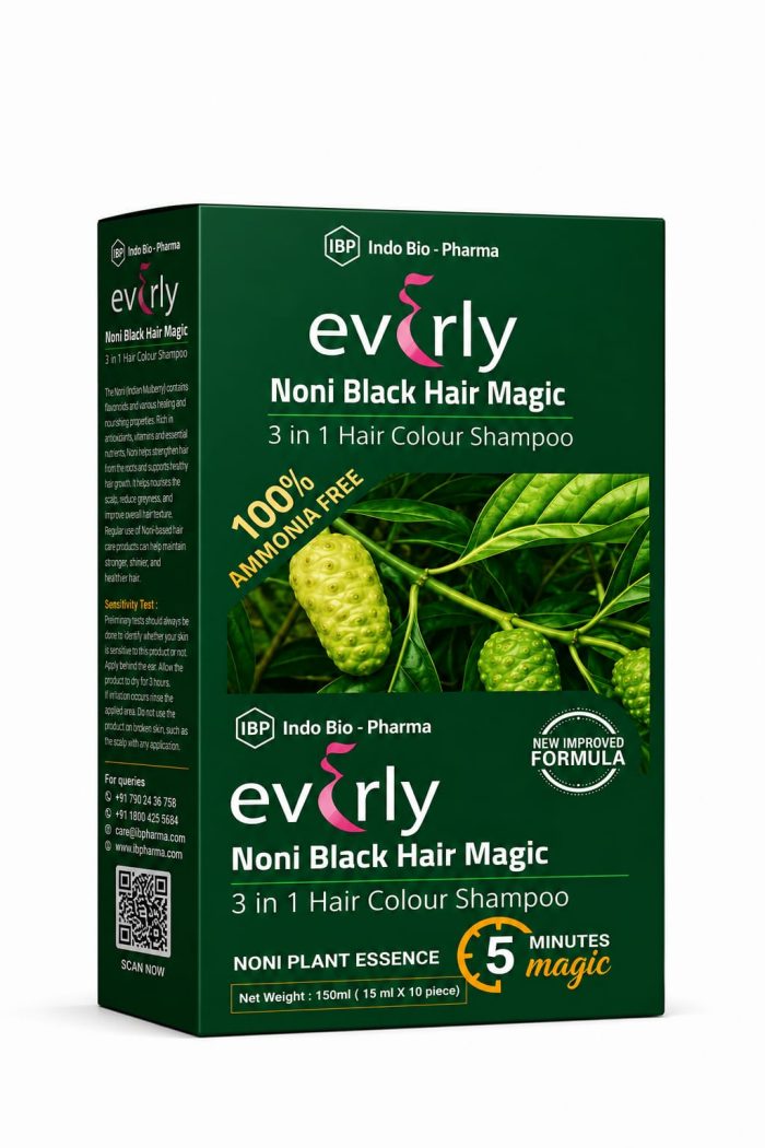 Everly Noni Black Hair Magic 3-in-1 Hair Colour Shampoo (Sachet Pack)